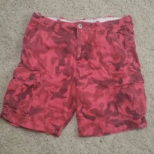 Men's red camo cargo shorts